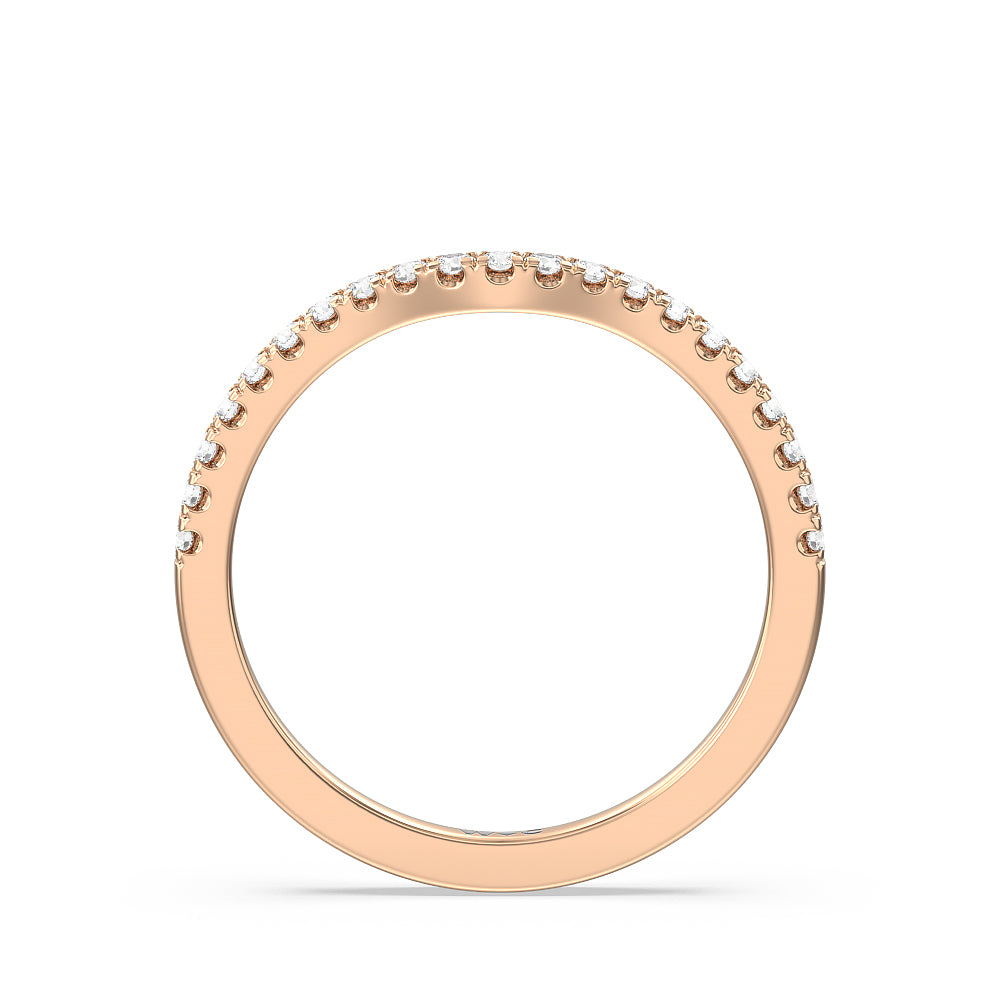 Medi Solitaire Diamond Wedding Band with 18KT Rose Gold Cut Diamond in 14KT Rose Gold view 2
