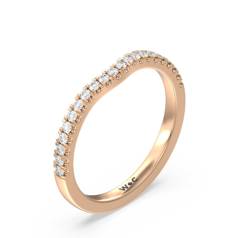 Medi Solitaire Diamond Wedding Band with 18KT Rose Gold Cut Diamond in 14KT Rose Gold view 4
