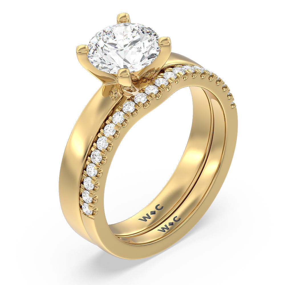 Maxi Solitaire Diamond Wedding Band with 18KT Yellow Gold Cut Diamond in 14KT Yellow Gold view 3
