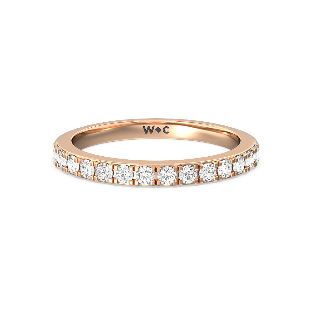 Medi Classic Six Prong Solitaire Diamond Wedding Band with 18KT Rose Gold Cut Diamond in 14KT Rose Gold view 1
