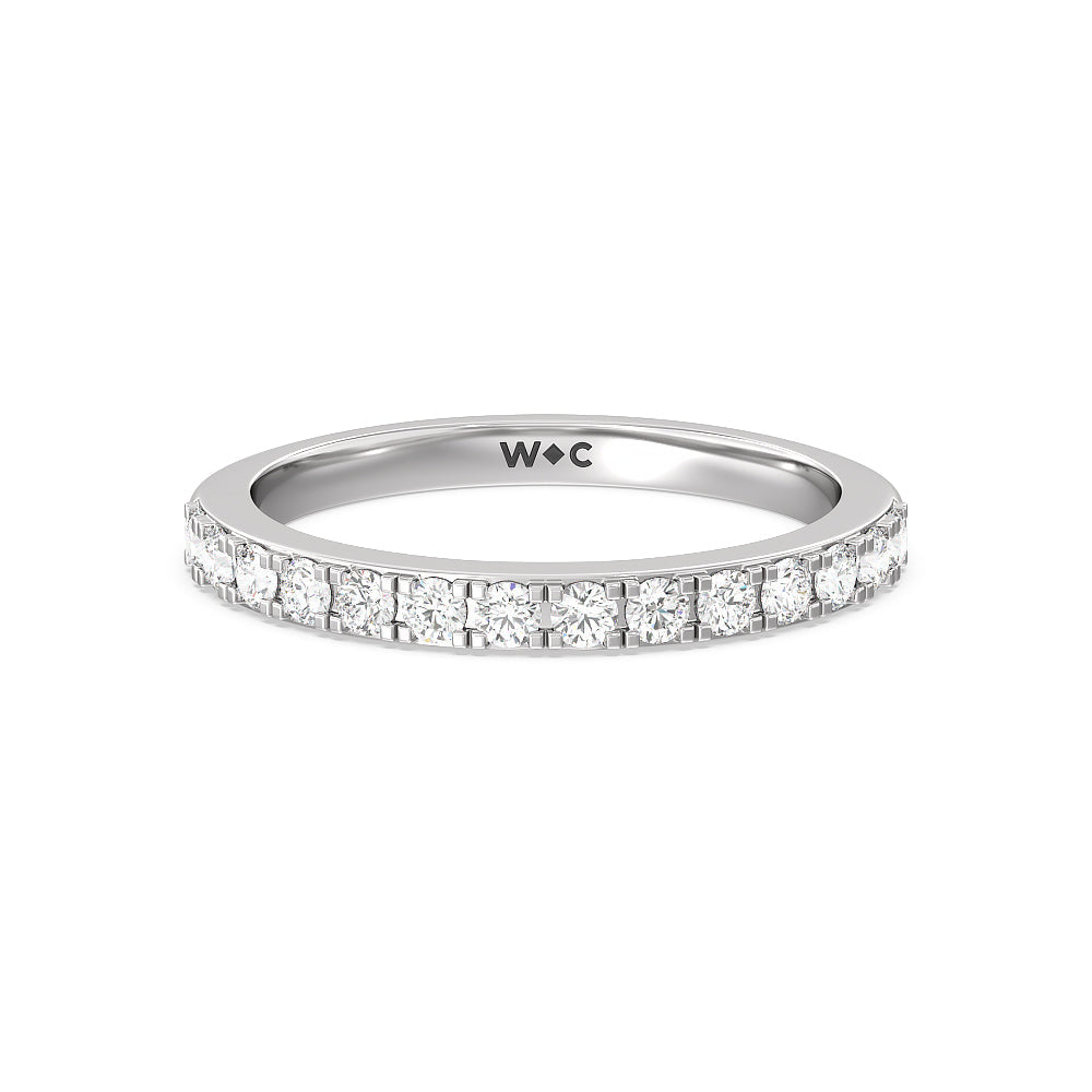 Medi Classic Six Prong Solitaire Diamond Wedding Band with 18KT White Gold Cut Diamond in 14KT White Gold view 1
