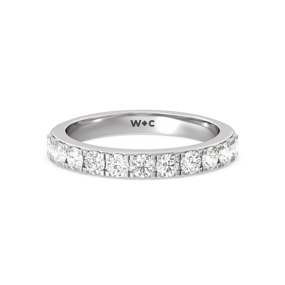 Maxi Classic Six Prong Solitaire Diamond Wedding Band with 18KT White Gold Cut Diamond in 14KT White Gold view 1
