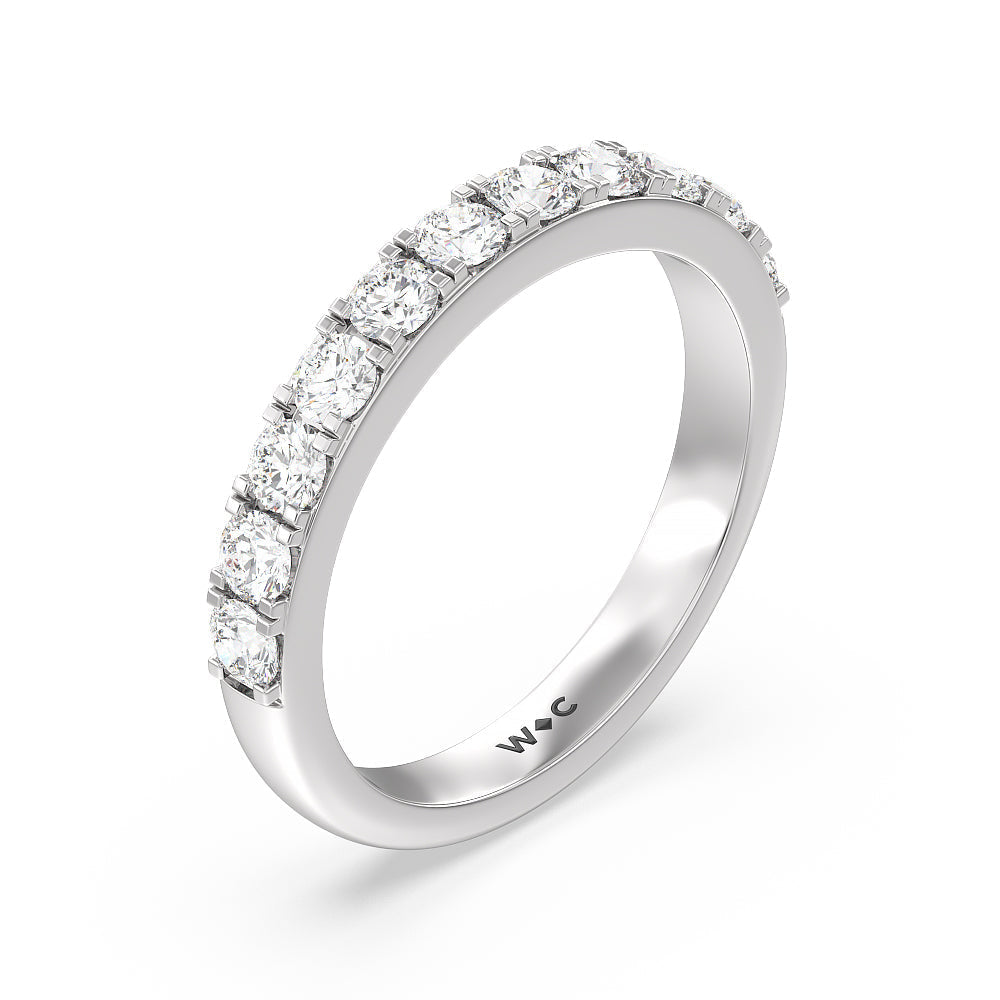 Maxi Classic Six Prong Solitaire Diamond Wedding Band with 18KT White Gold Cut Diamond in 14KT White Gold view 4
