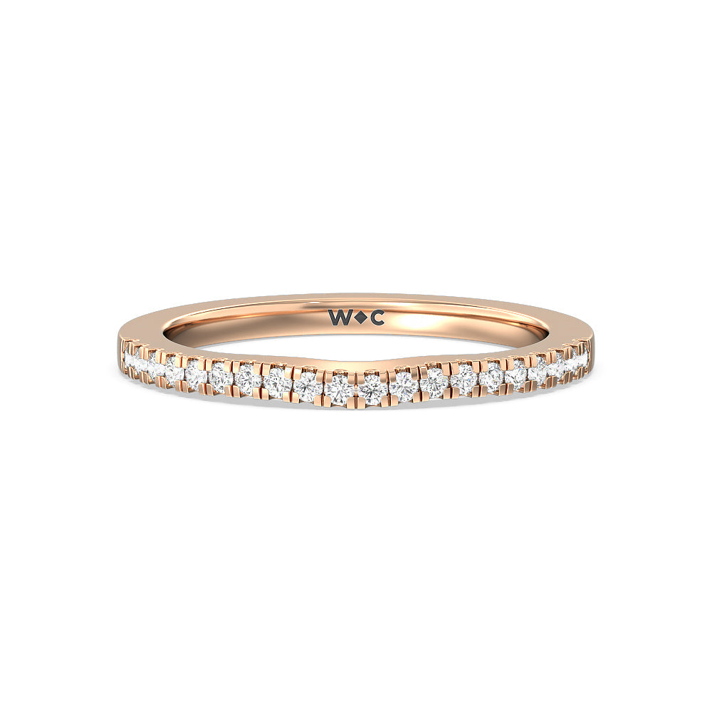 Maxi Sleek Cathedral Solitaire Diamond Wedding Band with 18KT Rose Gold Cut Diamond in 14KT Rose Gold view 1
