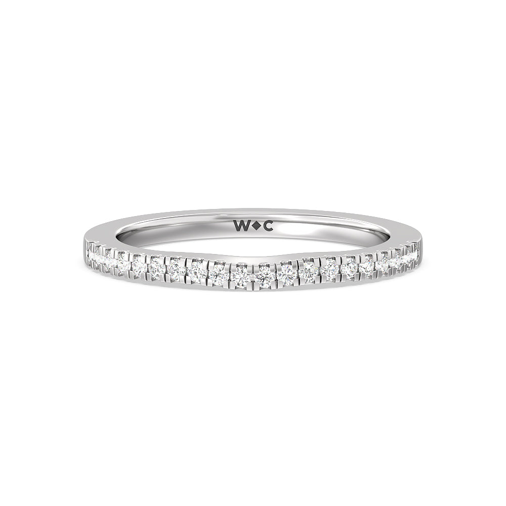 Maxi Sleek Cathedral Solitaire Diamond Wedding Band with 18KT White Gold Cut Diamond in 14KT White Gold view 1
