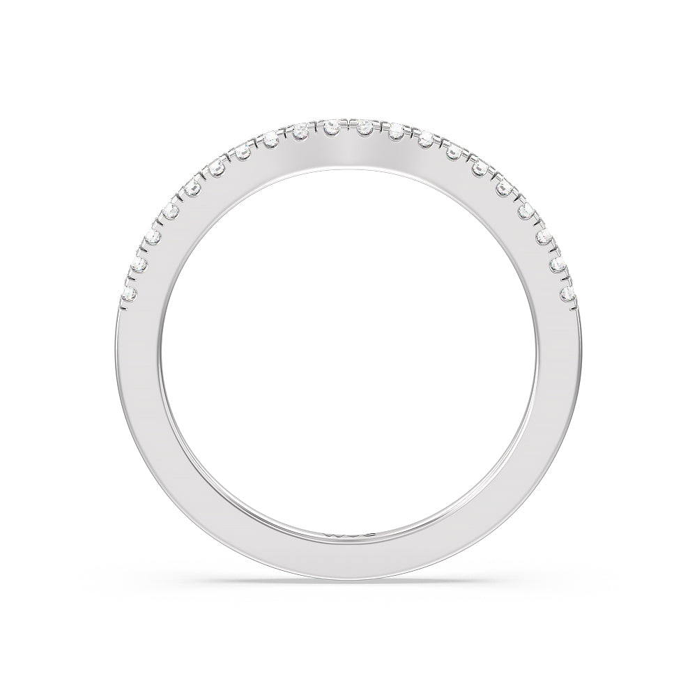 Maxi Sleek Cathedral Solitaire Diamond Wedding Band with 18KT White Gold Cut Diamond in 14KT White Gold view 3
