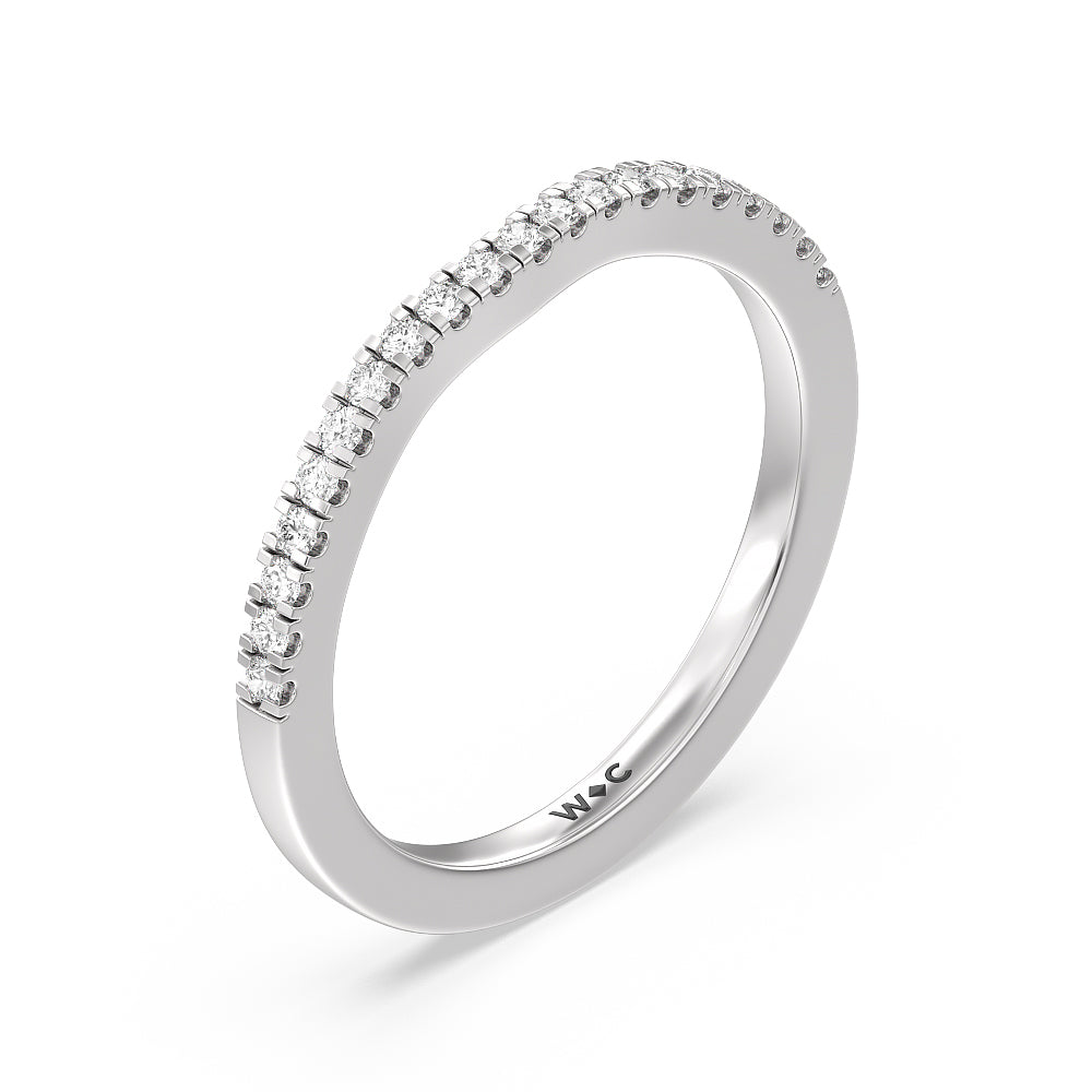 Maxi Sleek Cathedral Solitaire Diamond Wedding Band with 18KT White Gold Cut Diamond in 14KT White Gold view 2
