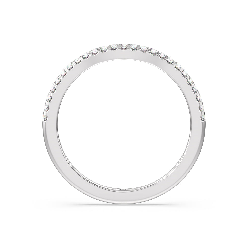 Vela Traditional Pave Diamond Wedding Band with 18KT White Gold Cut Diamond in 14KT White Gold view 2
