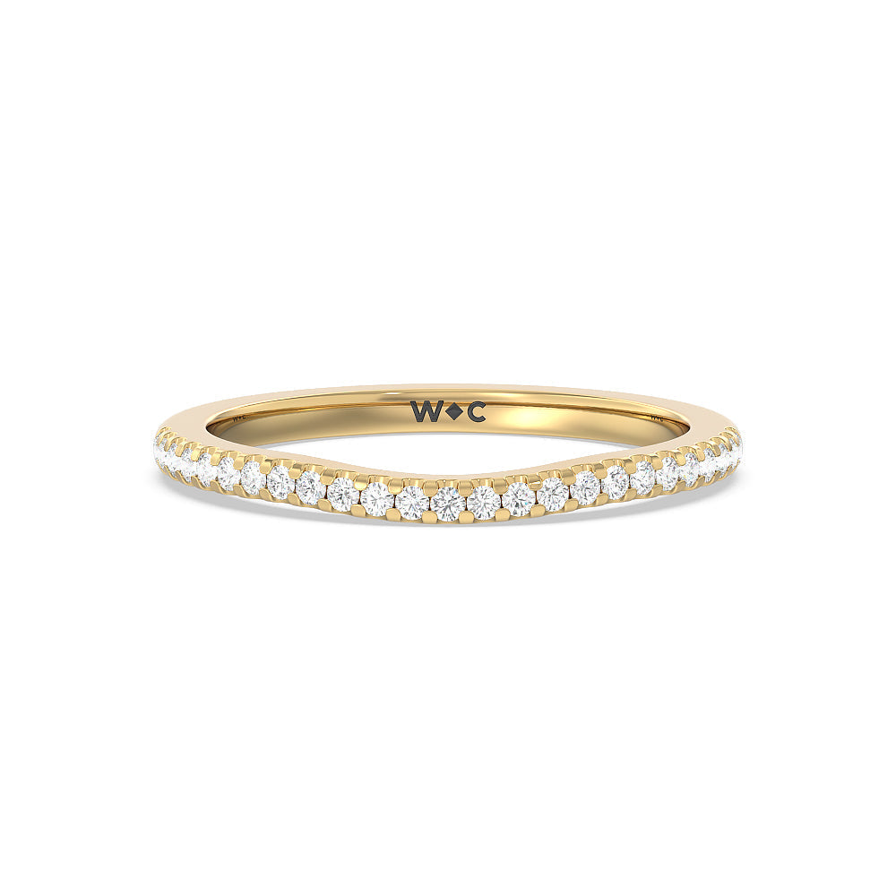 Vela Traditional Pave Diamond Wedding Band with 18KT Yellow Gold Cut Diamond in 14KT Yellow Gold view 1
