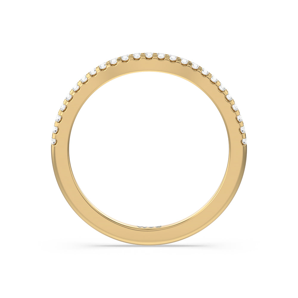 Vela Traditional Pave Diamond Wedding Band with 18KT Yellow Gold Cut Diamond in 14KT Yellow Gold view 2
