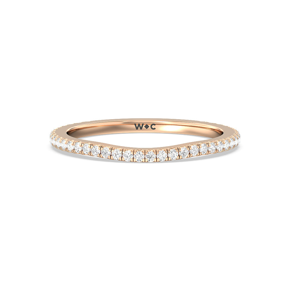 Ara Traditional Pave Diamond Wedding Band with 18KT Rose Gold Cut Diamond in 14KT Rose Gold view 1
