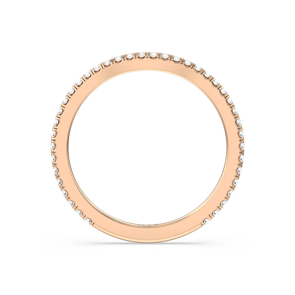 Ara Traditional Pave Diamond Wedding Band with 18KT Rose Gold Cut Diamond in 14KT Rose Gold view 2
