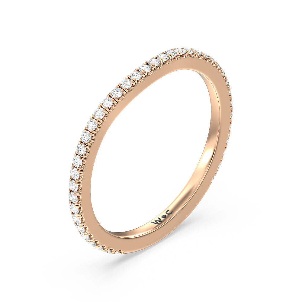 Ara Traditional Pave Diamond Wedding Band with 18KT Rose Gold Cut Diamond in 14KT Rose Gold view 4
