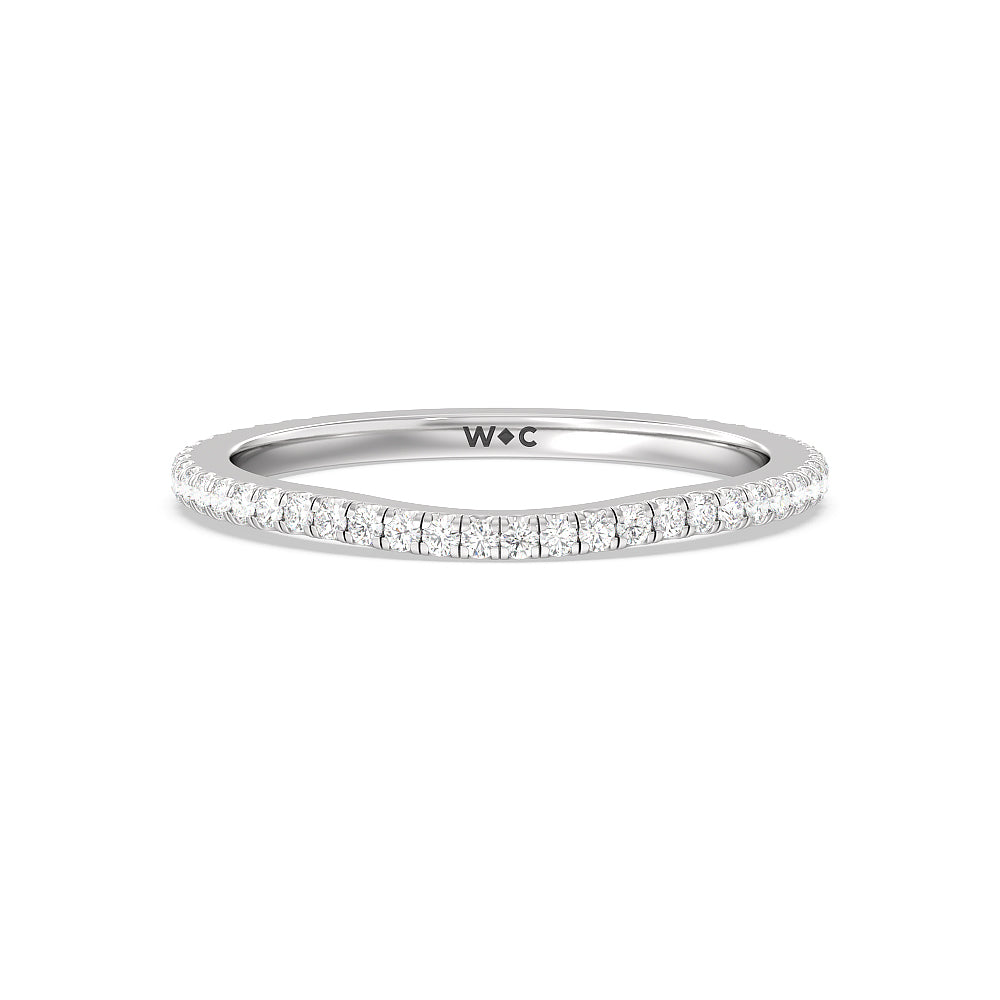 Ara Traditional Pave Diamond Wedding Band with 18KT White Gold Cut Diamond in 14KT White Gold view 1
