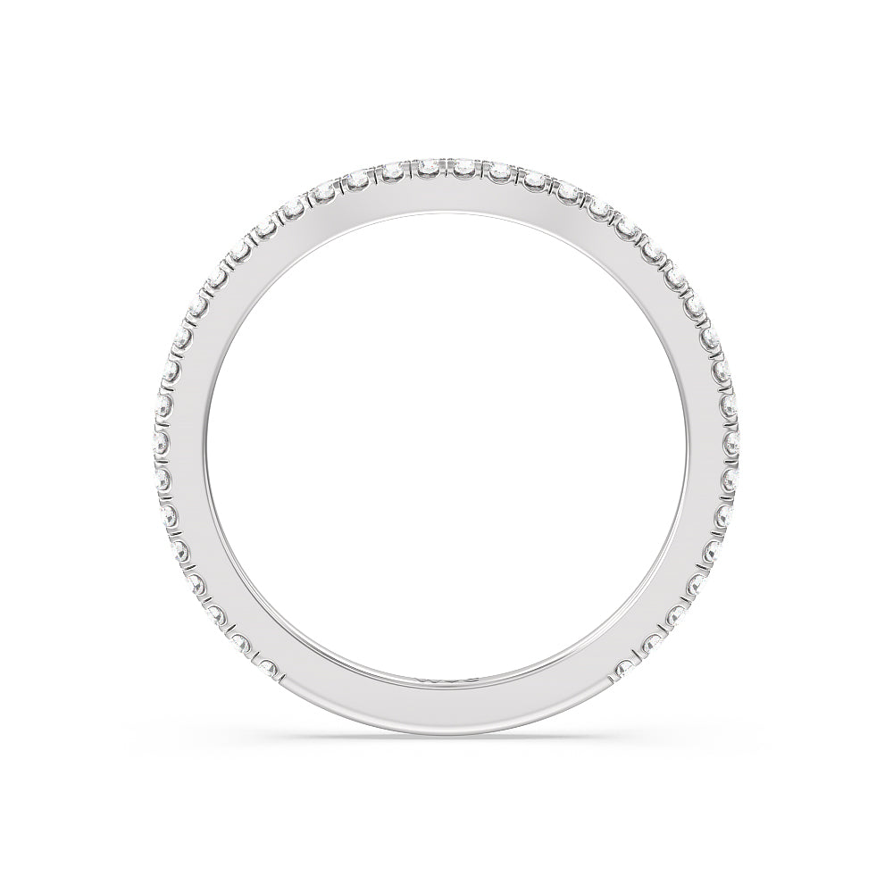 Ara Traditional Pave Diamond Wedding Band with 18KT White Gold Cut Diamond in 14KT White Gold view 2
