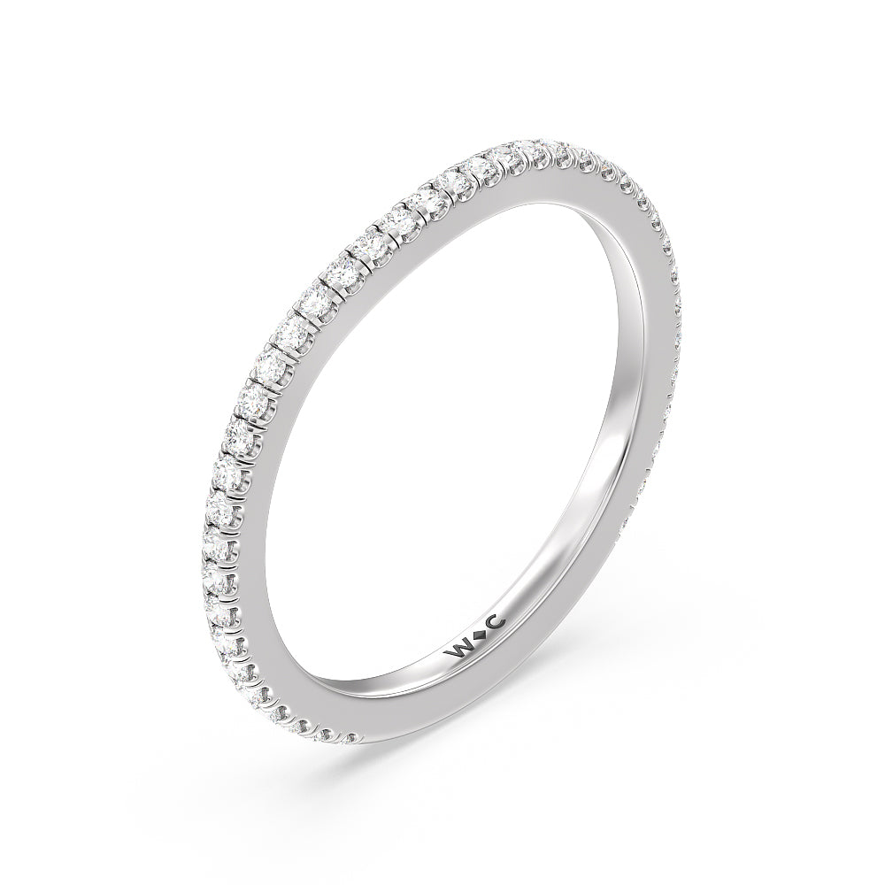 Ara Traditional Pave Diamond Wedding Band with 18KT White Gold Cut Diamond in 14KT White Gold view 4

