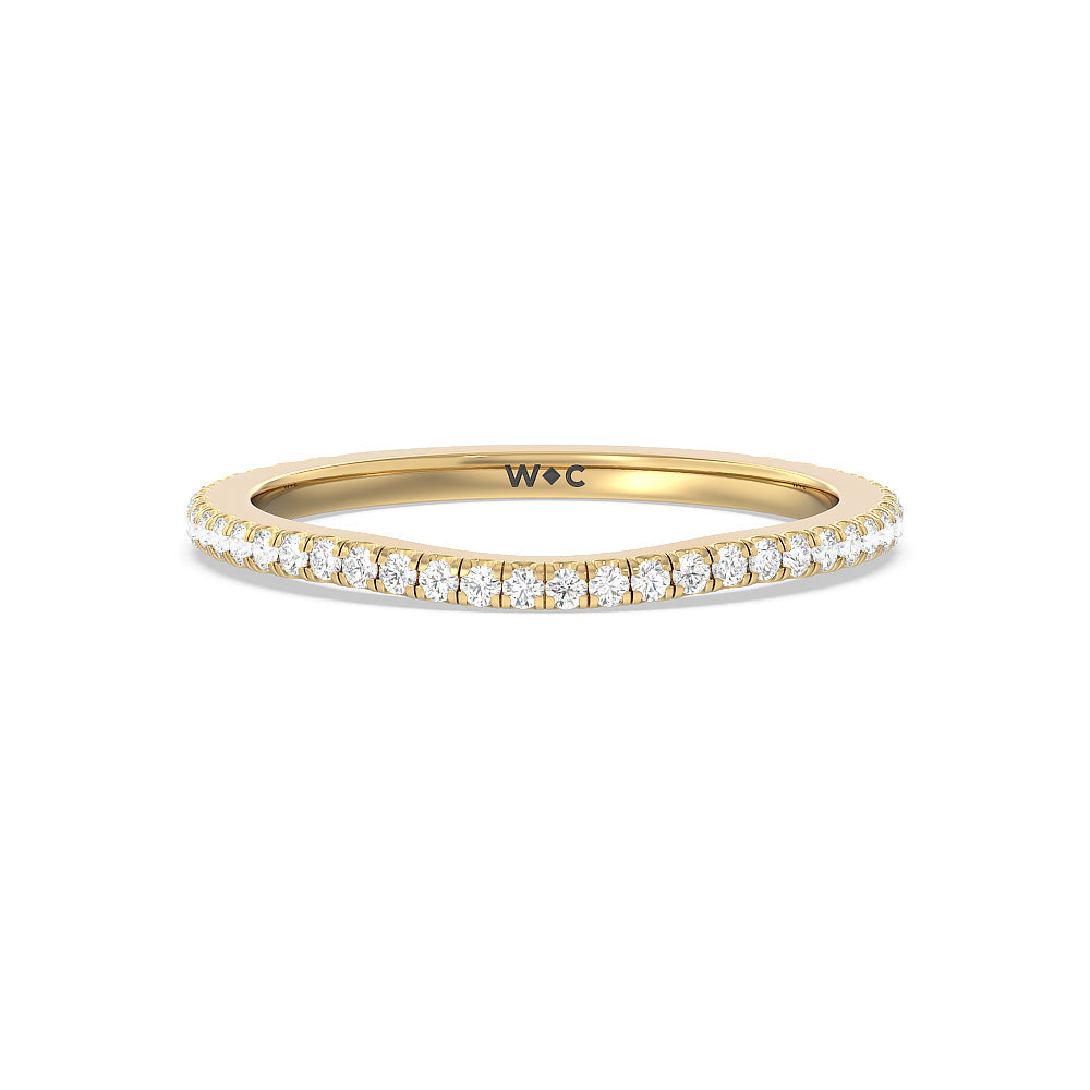 Ara Traditional Pave Diamond Wedding Band with 18KT Yellow Gold Cut Diamond in 14KT Yellow Gold view 1
