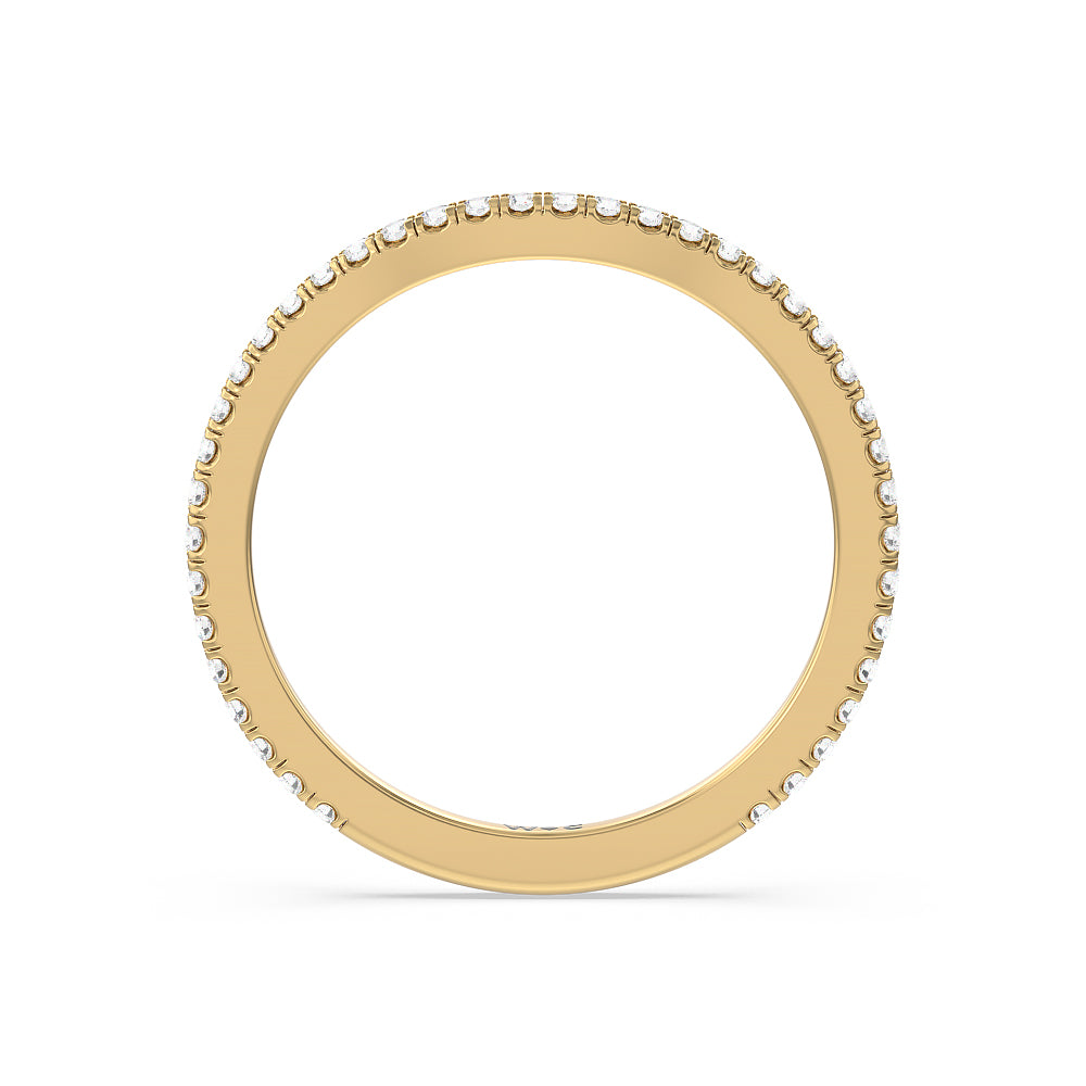 Ara Traditional Pave Diamond Wedding Band with 18KT Yellow Gold Cut Diamond in 14KT Yellow Gold view 2
