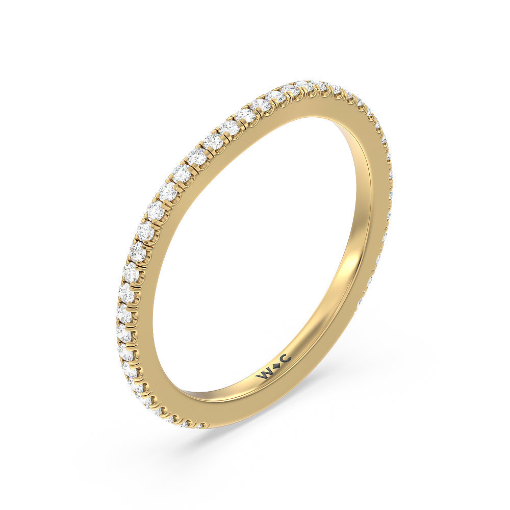 Ara Traditional Pave Diamond Wedding Band with 18KT Yellow Gold Cut Diamond in 14KT Yellow Gold view 4
