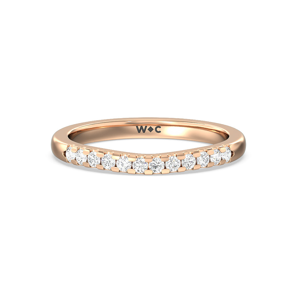 Lyra Medi Traditional Pave Diamond Wedding Band with Lab Cut Diamond in 14KT Rose Gold view 1

