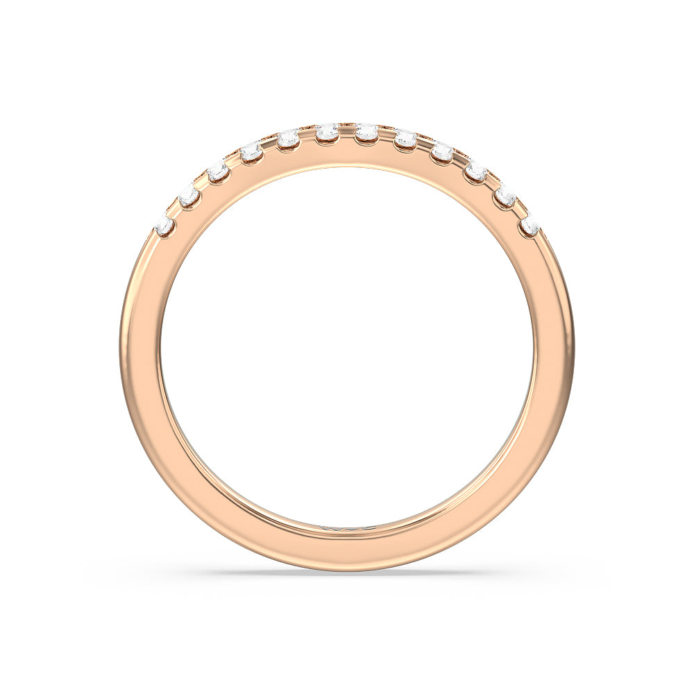 Lyra Medi Traditional Pave Diamond Wedding Band with Lab Cut Diamond in 14KT Rose Gold view 2
