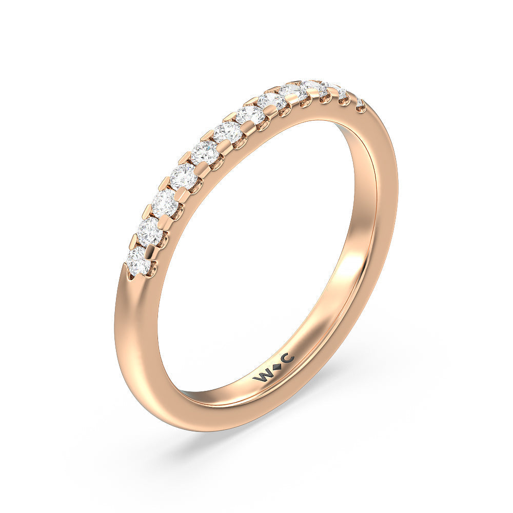 Lyra Medi Traditional Pave Diamond Wedding Band with Lab Cut Diamond in 14KT Rose Gold view 4
