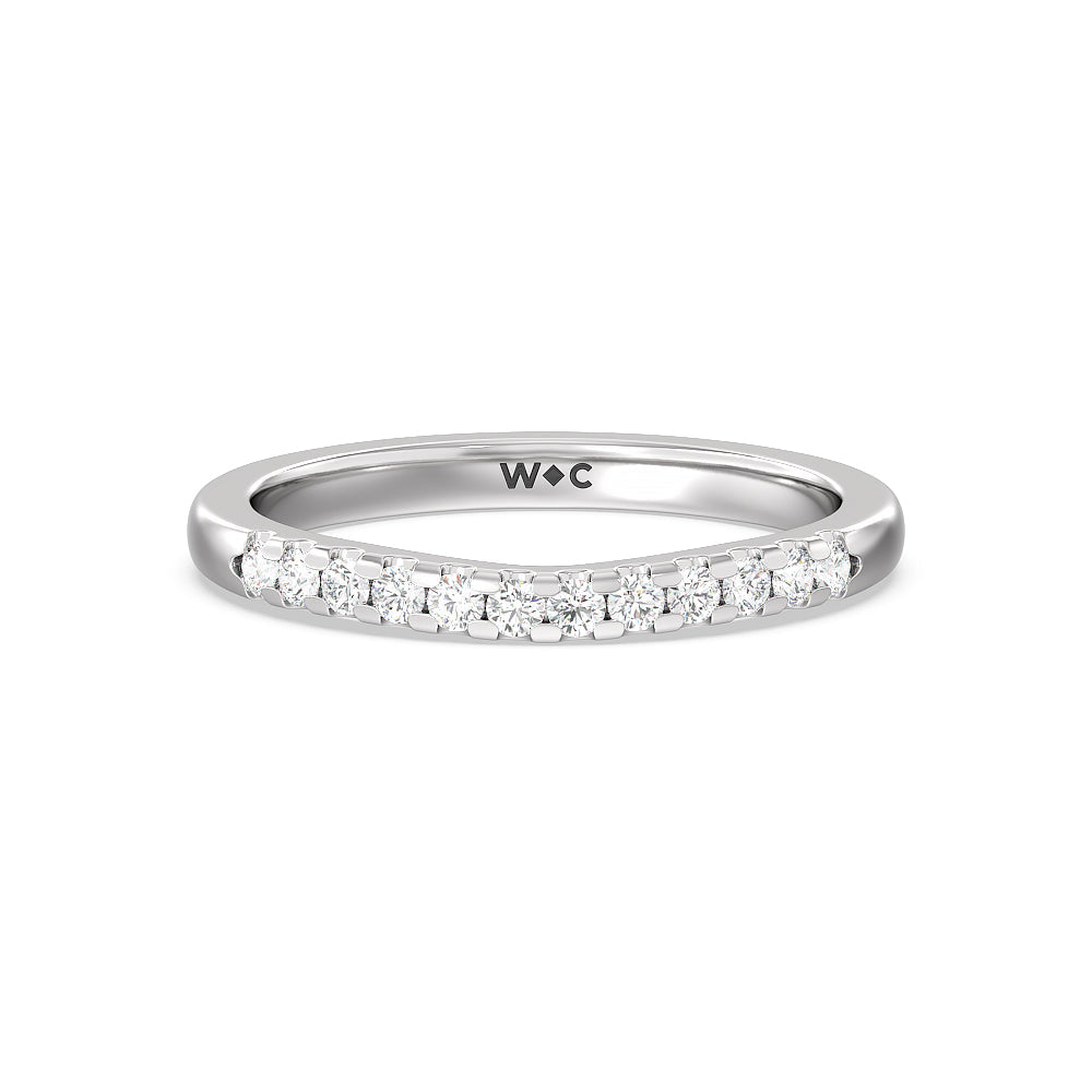 Lyra Medi Traditional Pave Diamond Wedding Band with Lab Cut Diamond in 14KT White Gold view 1

