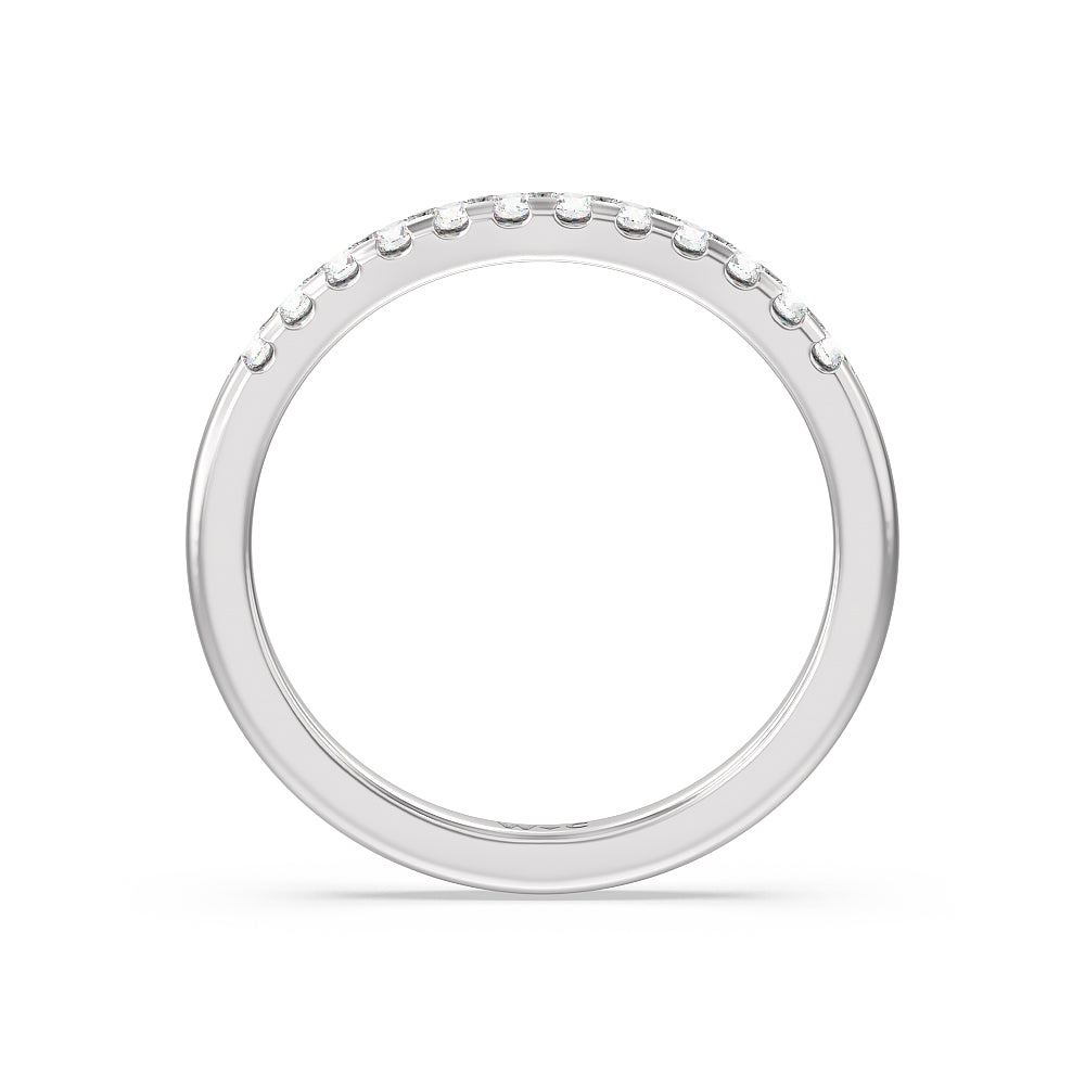 Lyra Medi Traditional Pave Diamond Wedding Band with Lab Cut Diamond in 14KT White Gold view 2
