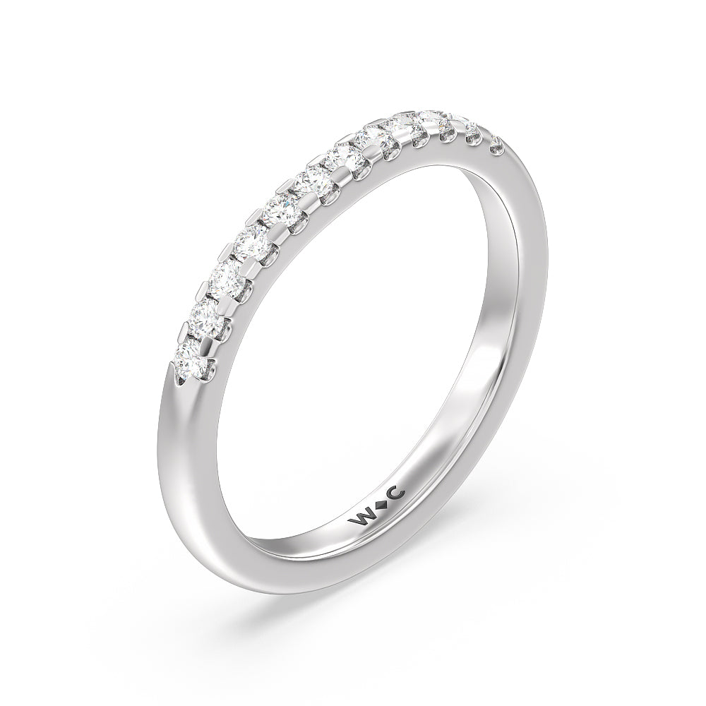 Lyra Medi Traditional Pave Diamond Wedding Band with Lab Cut Diamond in 14KT White Gold view 4
