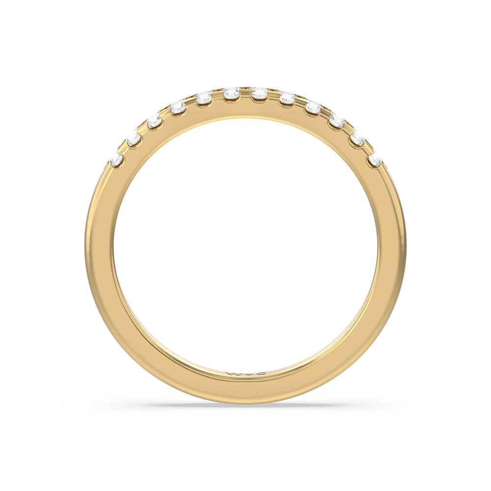 Lyra Medi Traditional Pave Diamond Wedding Band with Lab Cut Diamond in 14KT Yellow Gold view 2
