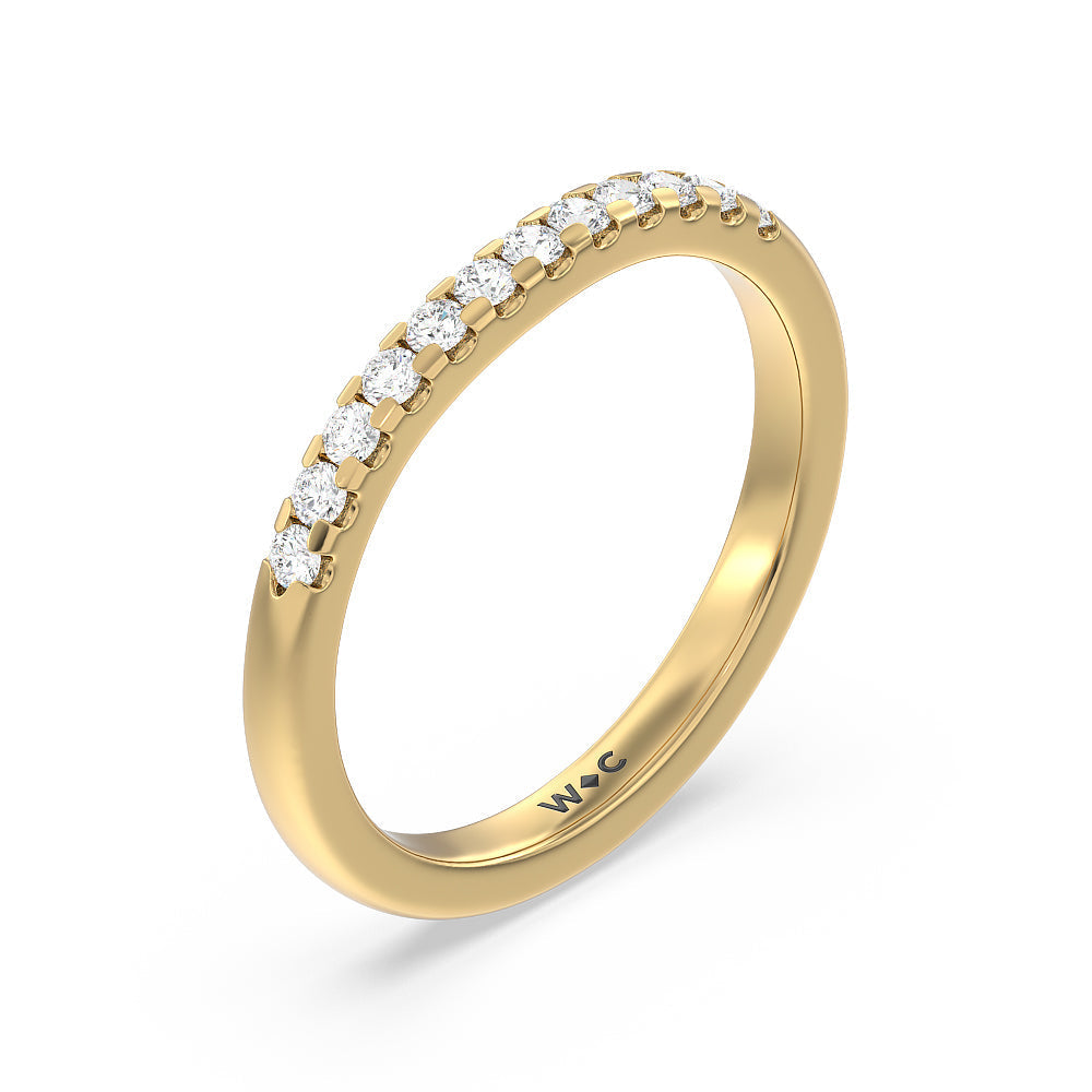 Lyra Medi Traditional Pave Diamond Wedding Band with Lab Cut Diamond in 14KT Yellow Gold view 4
