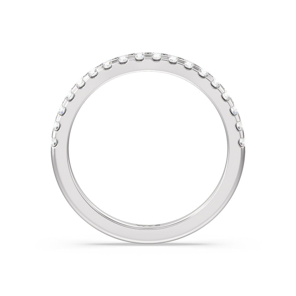 Vela Medi Traditional Pave Diamond Wedding Band with 18KT White Gold Cut Diamond in 14KT White Gold view 2
