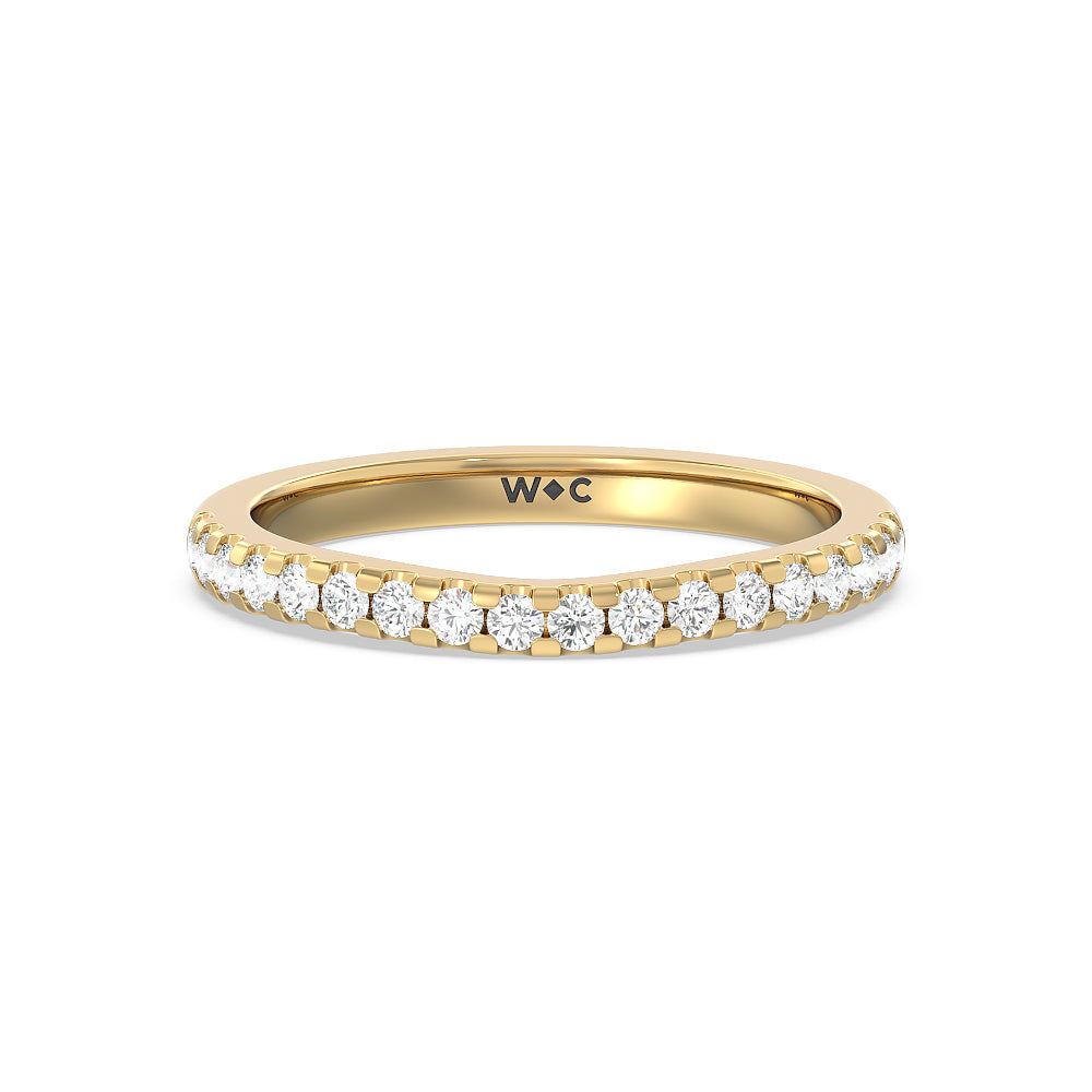 Vela Medi Traditional Pave Diamond Wedding Band with 18KT Yellow Gold Cut Diamond in 14KT Yellow Gold view 1
