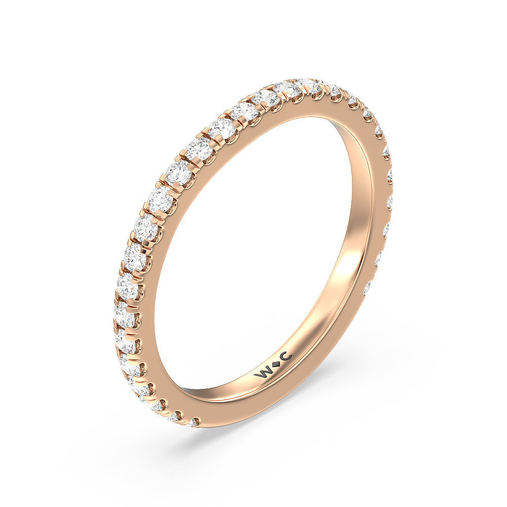 Ara Medi Traditional Pave Diamond Wedding Band with 18KT Rose Gold Cut Diamond in 14KT Rose Gold view 4
