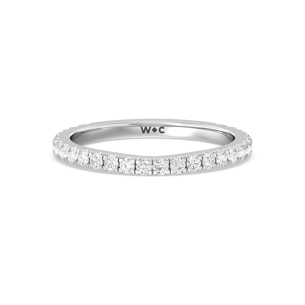 Ara Medi Traditional Pave Diamond Wedding Band with 18KT White Gold Cut Diamond in 14KT White Gold view 1
