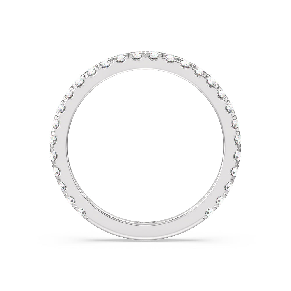 Ara Medi Traditional Pave Diamond Wedding Band with 18KT White Gold Cut Diamond in 14KT White Gold view 2
