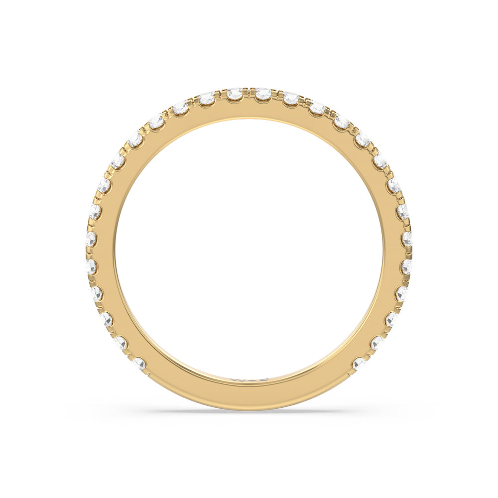 Ara Medi Traditional Pave Diamond Wedding Band with 18KT Yellow Gold Cut Diamond in 14KT Yellow Gold view 2
