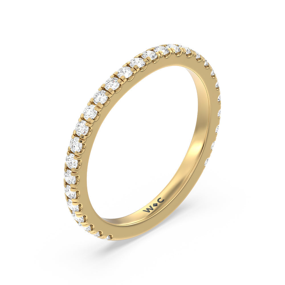 Ara Medi Traditional Pave Diamond Wedding Band with 18KT Yellow Gold Cut Diamond in 14KT Yellow Gold view 4
