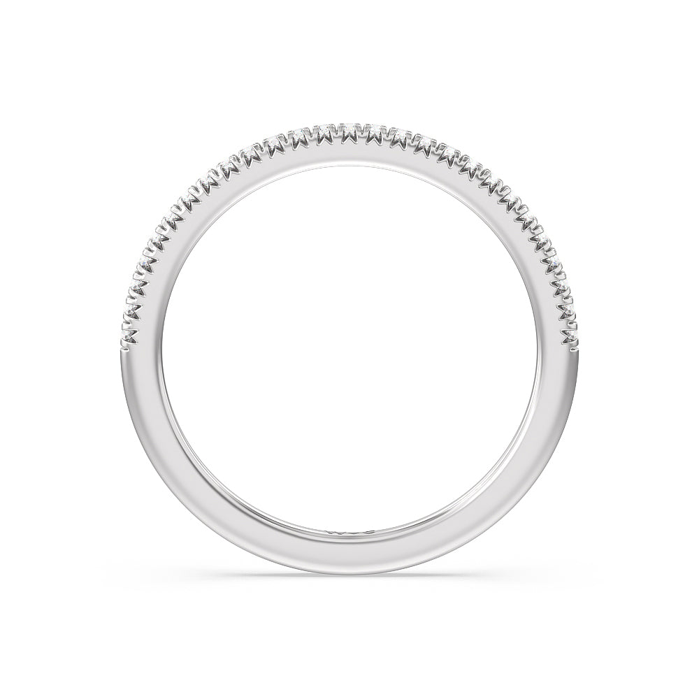 Vela Petite French Set Diamond Wedding Band with 18KT White Gold Cut Diamond in 14KT White Gold view 3
