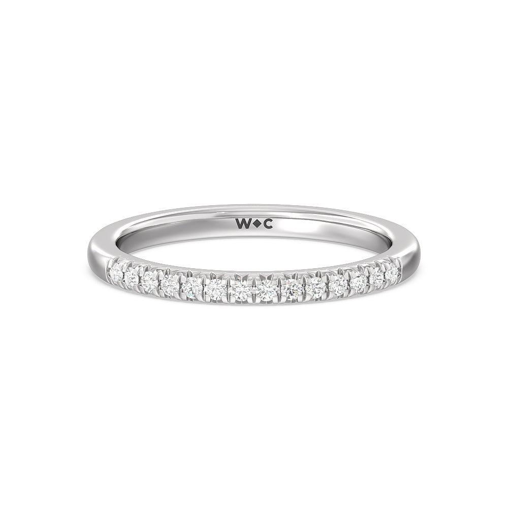 Lyra Fine Petite French Set Diamond Wedding Band with 18KT White Gold Cut Diamond in 14KT White Gold view 1
