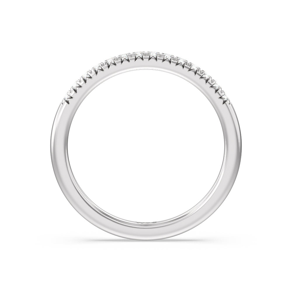 Lyra Fine Petite French Set Diamond Wedding Band with 18KT White Gold Cut Diamond in 14KT White Gold view 3
