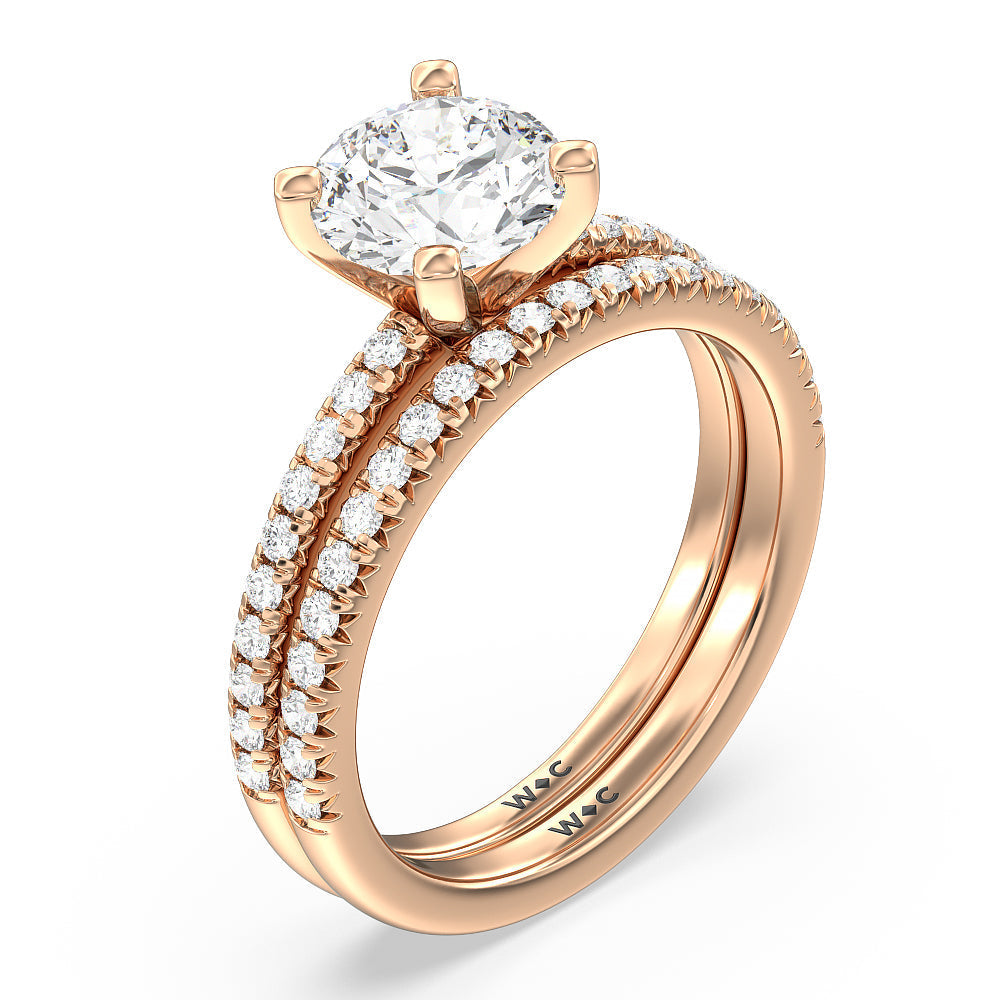 Oval Cut Vela Medi French Set Diamond Engagement Ring with Lab Grown Diamond in 14KT Rose Gold view 6
