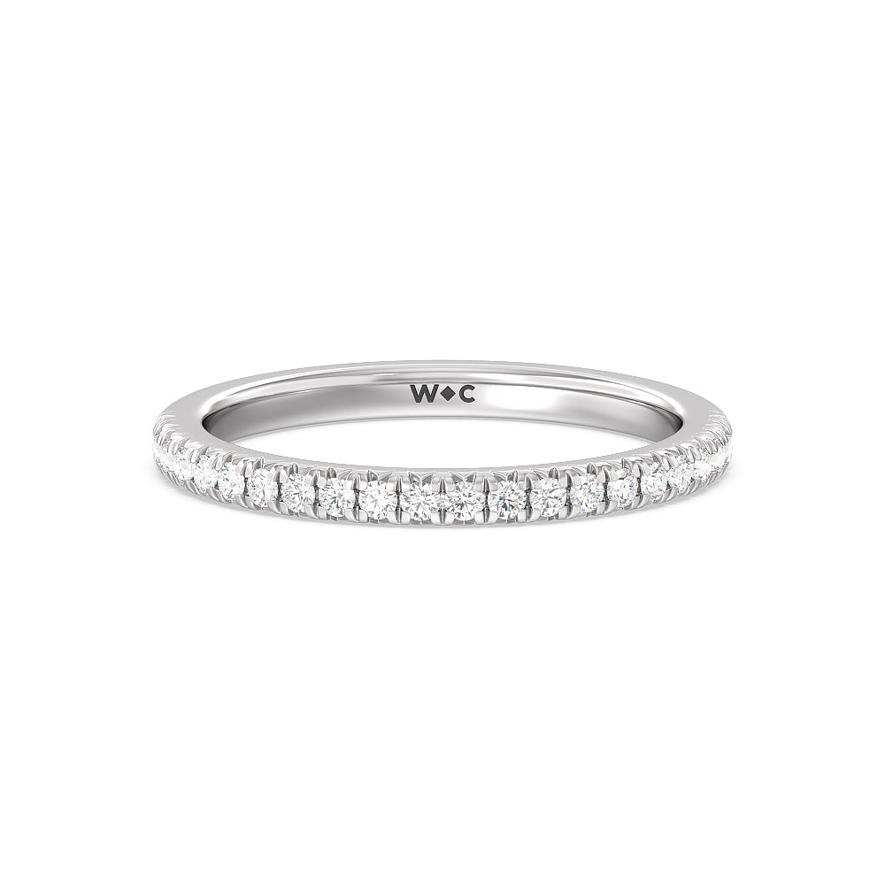 Vela Medi French Set Diamond Wedding Band with 18KT White Gold Cut Diamond in 14KT White Gold view 1

