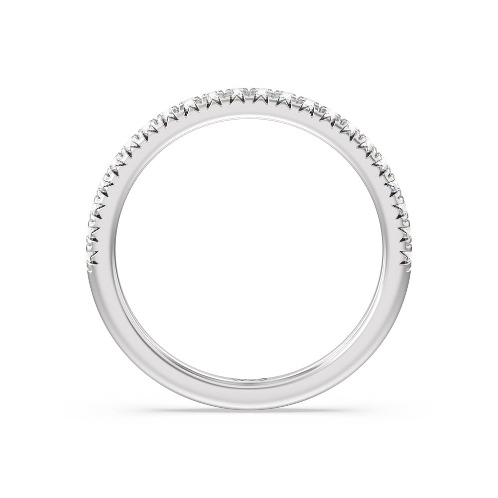Vela Medi French Set Diamond Wedding Band with 18KT White Gold Cut Diamond in 14KT White Gold view 2
