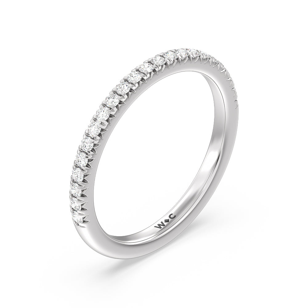 Vela Medi French Set Diamond Wedding Band with 18KT White Gold Cut Diamond in 14KT White Gold view 4

