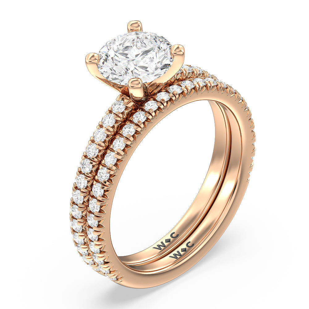 Orion Petite French Set Diamond Engagement Ring with Oval Cut Diamond in 14KT Rose Gold view 6
