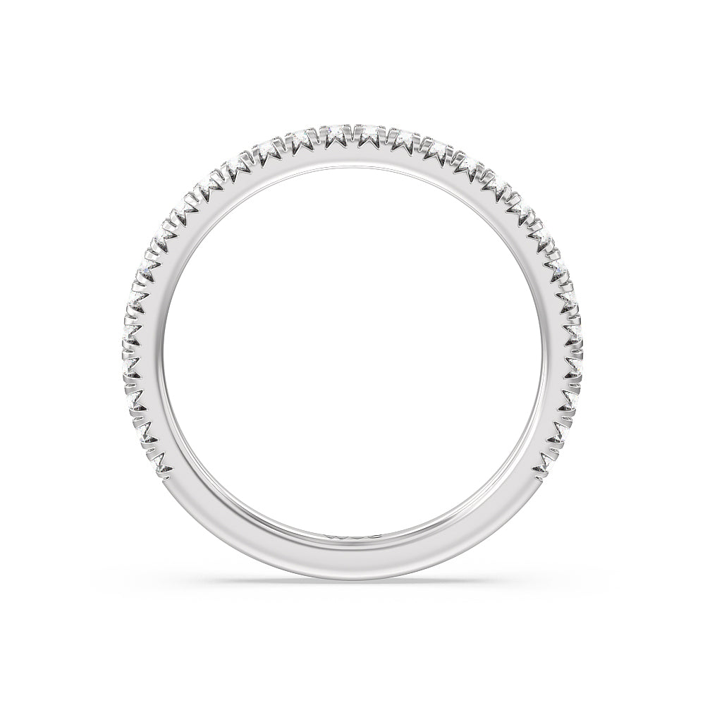 Orion Petite French Set Diamond Wedding Band with 18KT White Gold Cut Diamond in 14KT White Gold view 2
