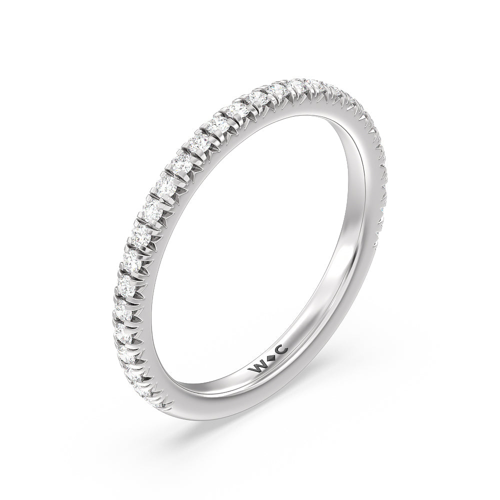 Orion Petite French Set Diamond Wedding Band with 18KT White Gold Cut Diamond in 14KT White Gold view 4

