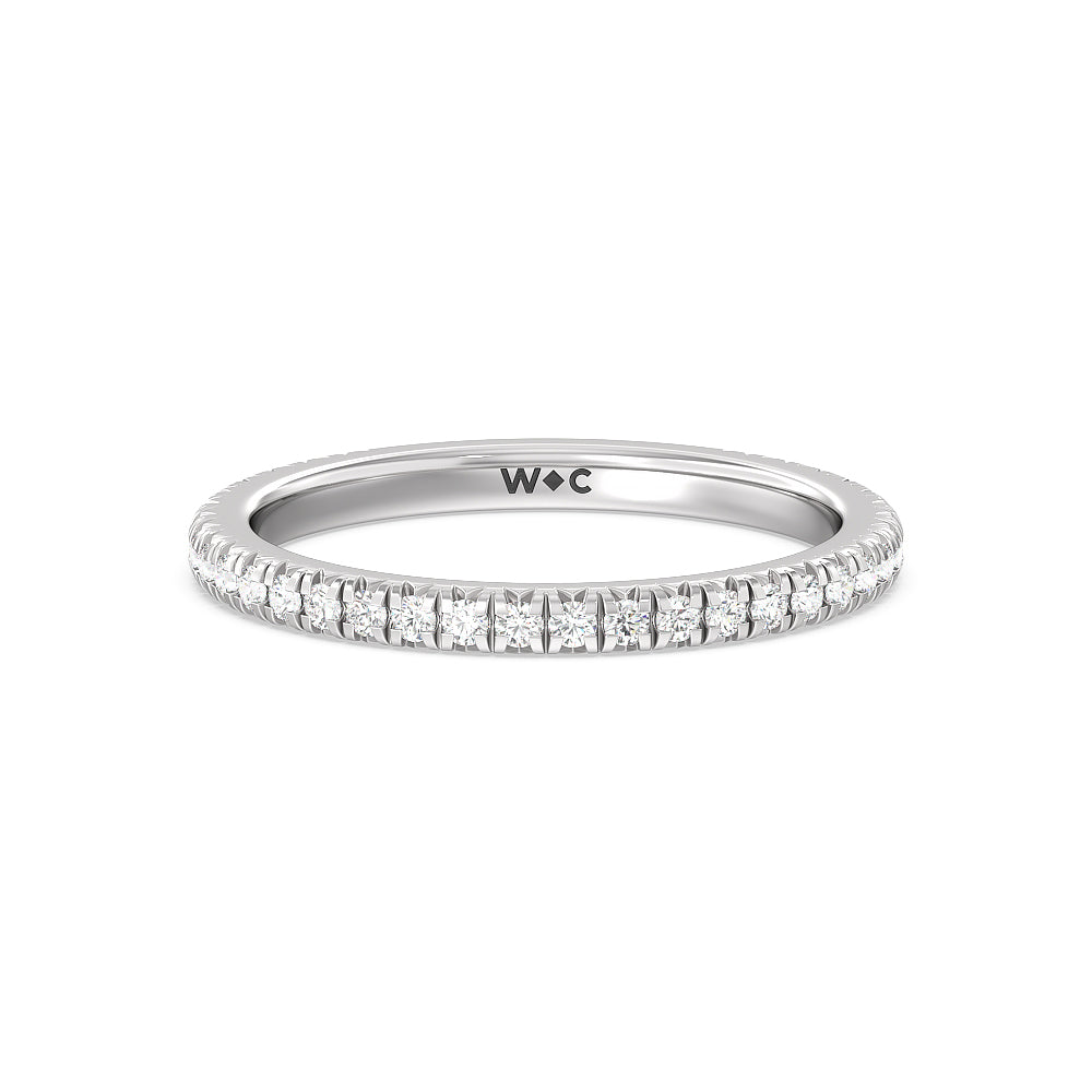 Ara Petite French Set Diamond Wedding Band with 18KT White Gold Cut Diamond in 14KT White Gold view 1
