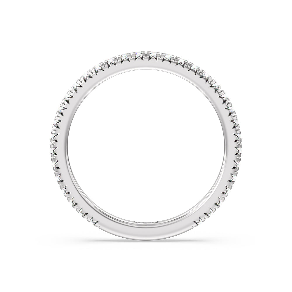 Ara Petite French Set Diamond Wedding Band with 18KT White Gold Cut Diamond in 14KT White Gold view 2
